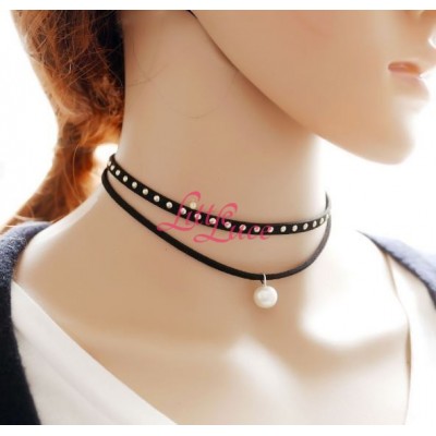 Kalung Choker Double Rope Pearl