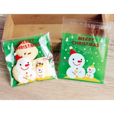 Plastik Cookies 10x10 Green Snowman