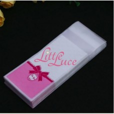 Plastik Cookies 5x10 Pink Lace Bow Plastik Cookies 5x10 Pink Lace Bow