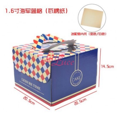 Cake Box Blue Grid 20cm