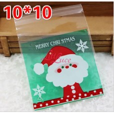 Plastik Cookies 10x10 Santa Clause Green
