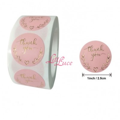 Sticker Roll Thank You 06 Pink